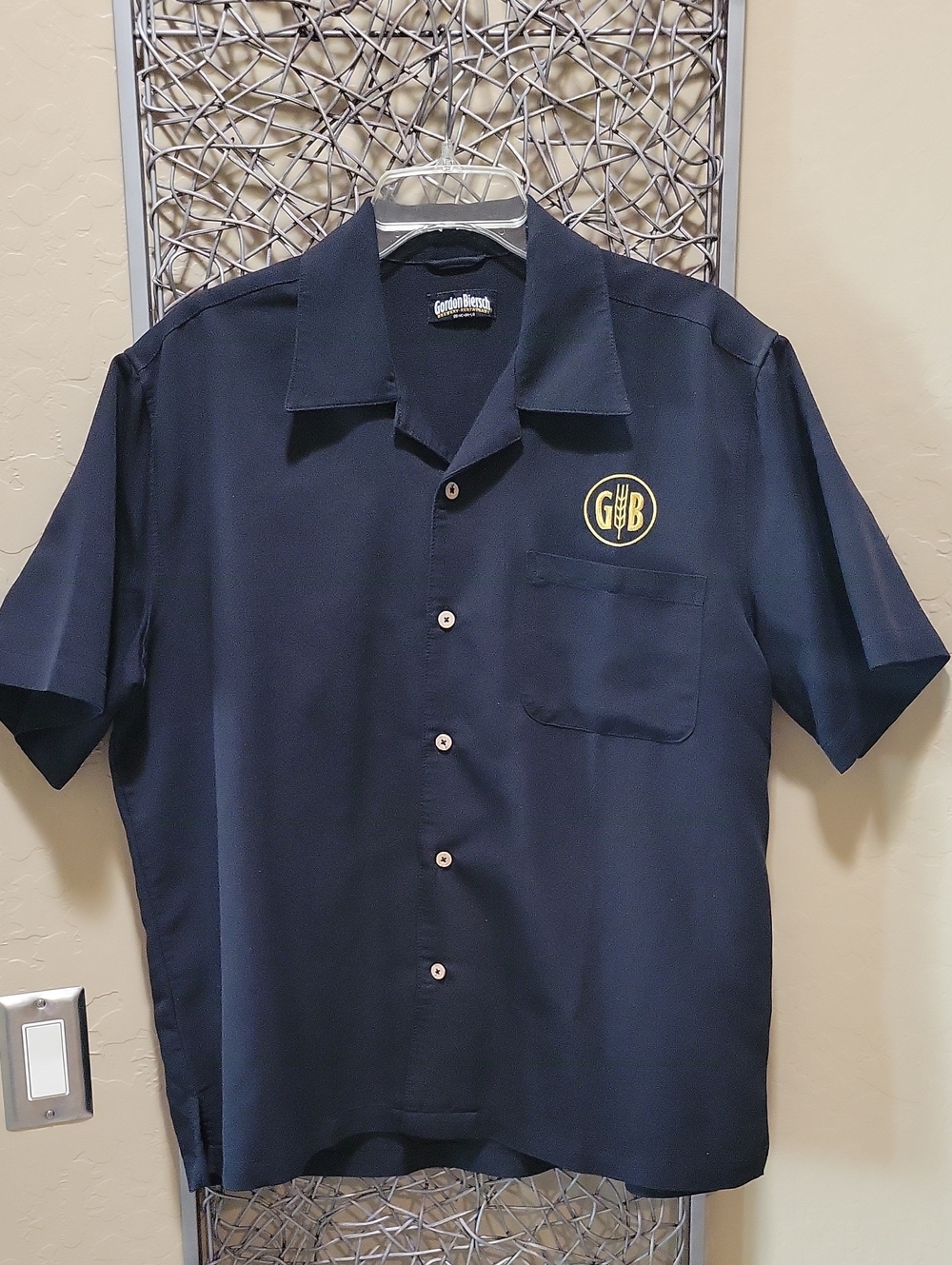 Gordon Biersch Men's Black Collectible Embroidered Logo Short-Sleeve Camp Shirt